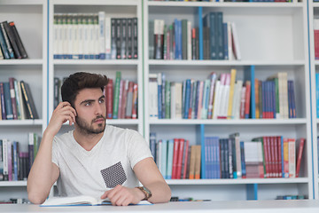 Image showing student study  in school library