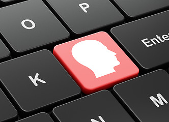Image showing Studying concept: Head on computer keyboard background