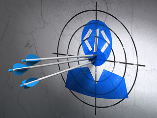 Image showing Software concept: arrows in Programmer target on wall background