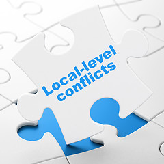 Image showing Politics concept: Local-level Conflicts on puzzle background