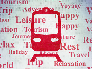 Image showing Travel concept: Train on Digital Data Paper background