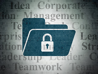 Image showing Business concept: Folder With Lock on Digital Data Paper background