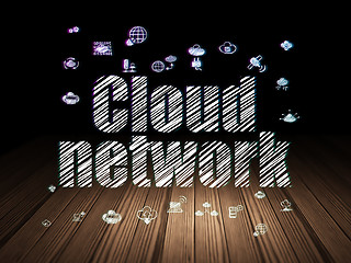 Image showing Cloud networking concept: Cloud Network in grunge dark room