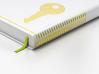 Image showing Security concept: closed book, Key on white background