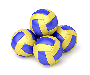 Image showing Group of volleyball balls