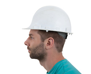 Image showing Engineer with hardhat on white background