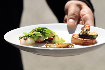 Image showing cricket and vegetable salad and worms food