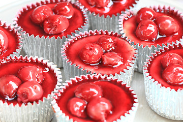 Image showing red cherries cupcake
