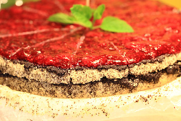 Image showing raspberries cake with mint