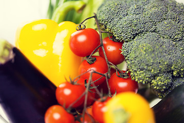 Image showing close up of ripe vegetables in glass bowl on table