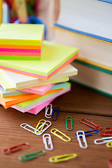 Image showing close up of pens, books, clips and stickers