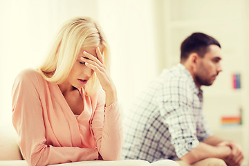 Image showing unhappy couple having argument at home