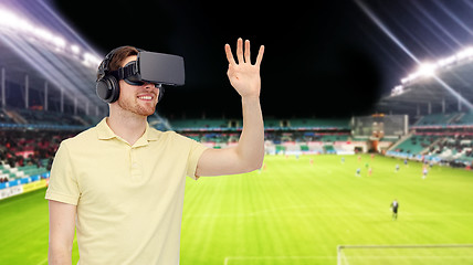 Image showing man in virtual reality headset over football field