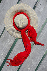 Image showing Straw Hat on Jetty