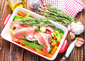 Image showing raw meat with vegetables