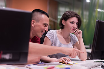 Image showing technology students group working  in computer lab school  class