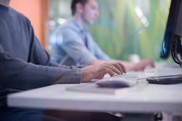 Image showing technology students group working  in computer lab school  class