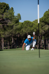 Image showing golf player aiming perfect  shot