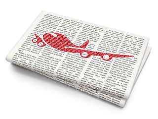 Image showing Tourism concept: Airplane on Newspaper background