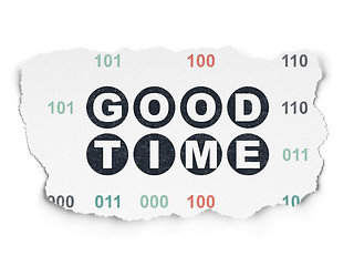 Image showing Time concept: Good Time on Torn Paper background