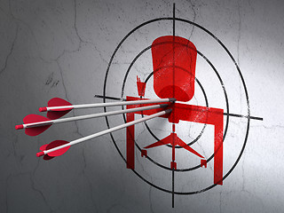 Image showing Business concept: arrows in Office target on wall background