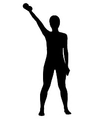 Image showing Silhouette of woman doing exercises