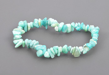 Image showing Splintered amazonite chain on gray background