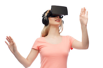 Image showing woman in virtual reality headset or 3d glasses