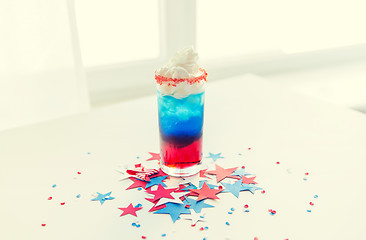 Image showing glass of drink on american independence day party