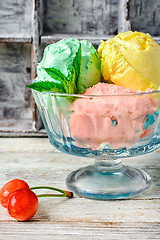 Image showing Bowl with fruit ice cream