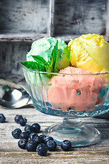 Image showing Bowl with fruit ice cream