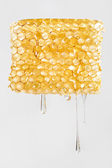 Image showing Honey dripping from honeycomb