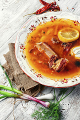 Image showing Plate with soup of Ukrainian