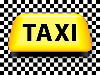 Image showing Taxi sign with checkered background