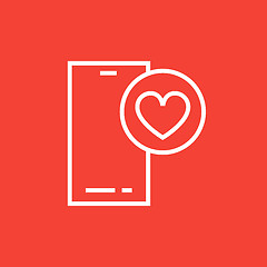Image showing Smartphone with heart sign line icon.