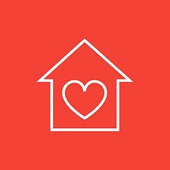 Image showing House with heart symbol line icon.