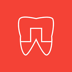 Image showing Crowned tooth line icon.