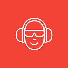 Image showing Man in headphones line icon.