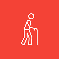 Image showing Man with cane line icon.