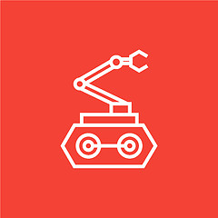 Image showing Industrial mechanical robot arm line icon.