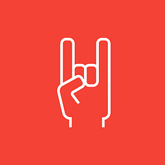 Image showing Rock and roll hand sign line icon.