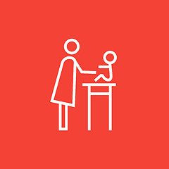 Image showing Woman taking care of baby line icon.