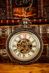 Image showing Old Books and Vintage pocket watch