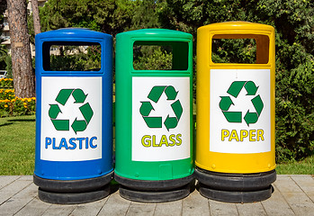 Image showing Colorful Garbage bins