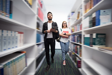 Image showing students group  in school  library