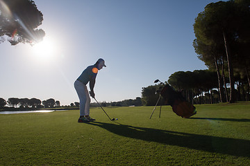 Image showing golf player hitting shot