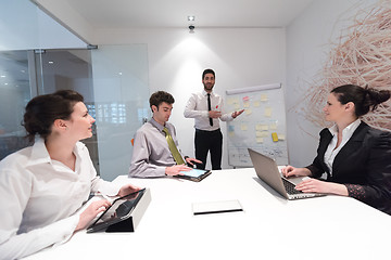 Image showing business people group brainstorming and taking notes to flip boa