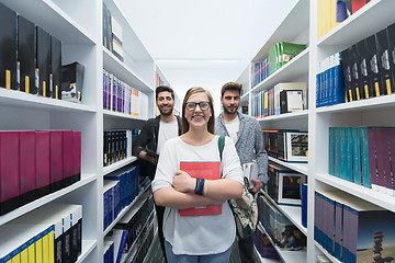 Image showing students group  in school  library