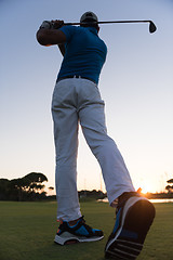 Image showing golfer hitting long shot