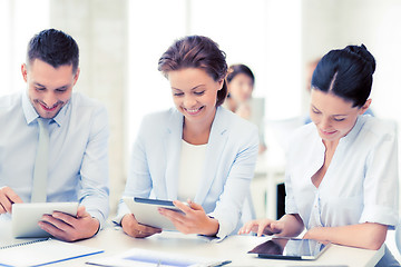 Image showing business team working with tablet pcs in office